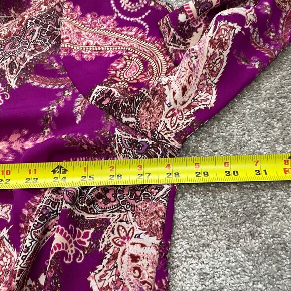 Simply Emma Blouse Top Womens 3X Purple Paisley Long Sleeve Roll Tab Shirt - Picture 8 of 8